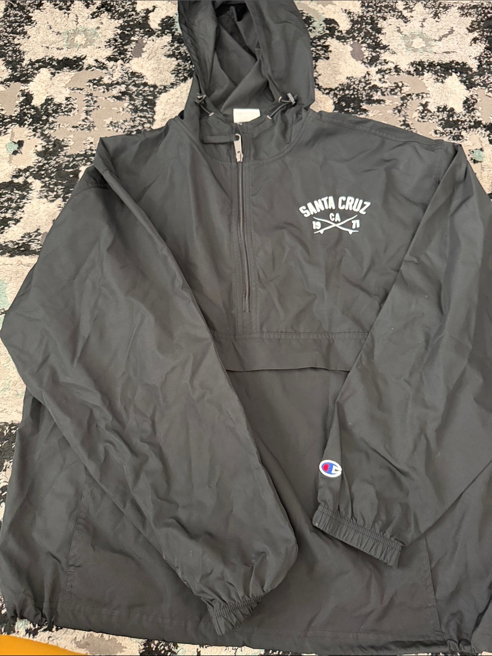 Champion Black Santa Cruz Hooded Windbreaker